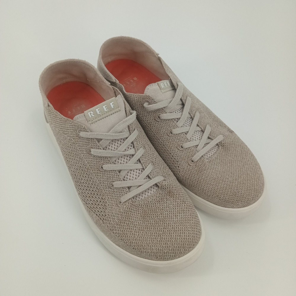 Reef Swellsole Neptune Mens 10 Khaki Tan Knit Lace Up Casual Sneakers A-25